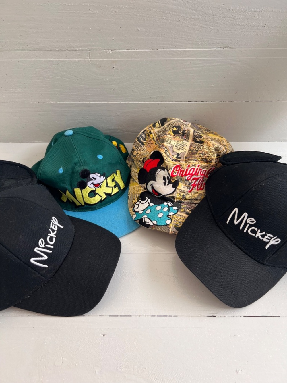 Disney Hats Family Pack 4 Vacation 2 Adult Hats 2 Kids Hat in black as Pictured